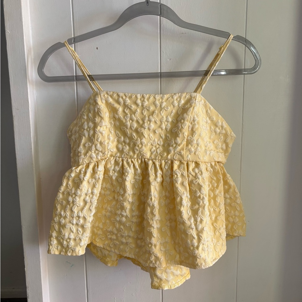 Yellow Textured Sleeveless Top